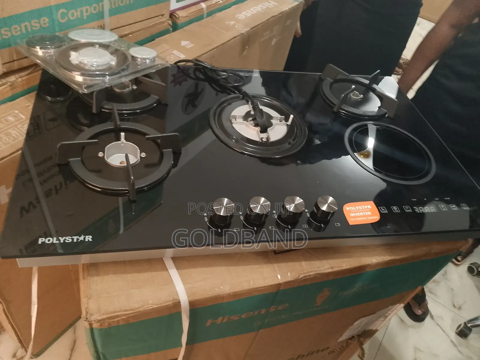 Electric Ignition Polystar Inverter 4 Gas Burner, 1 Electric