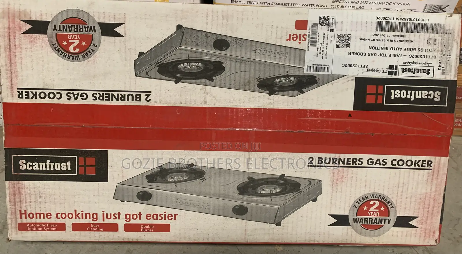 Scanfrost 2 Burner Table Gas Cooker (Auto Ignition)