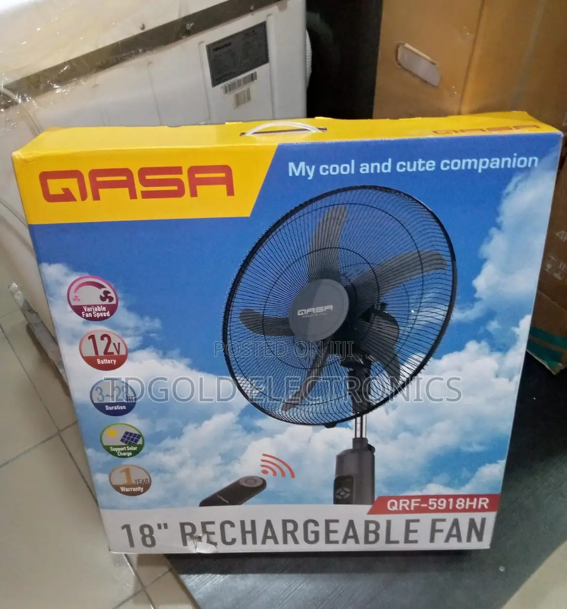 Qasa Rechargeable 18 Inchs Standing Fan