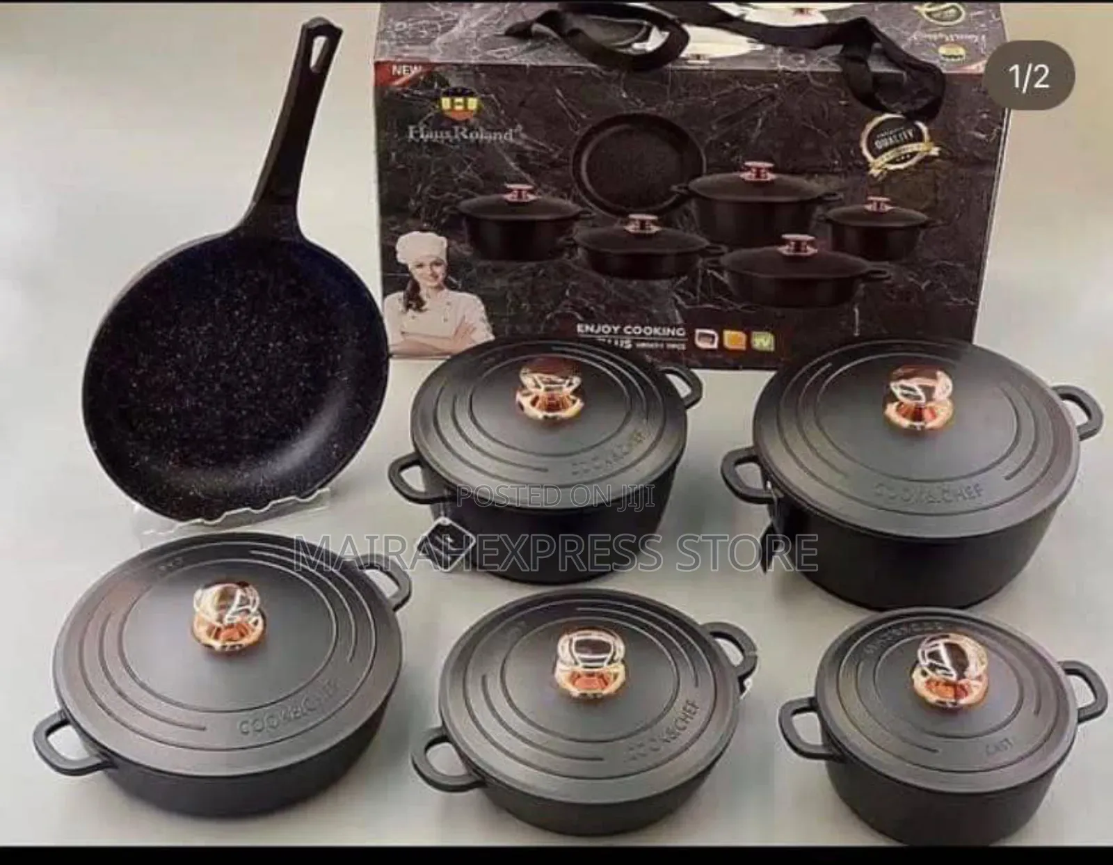 11 Pieces Cast Iron Non Stick Kitchen Pot Sets