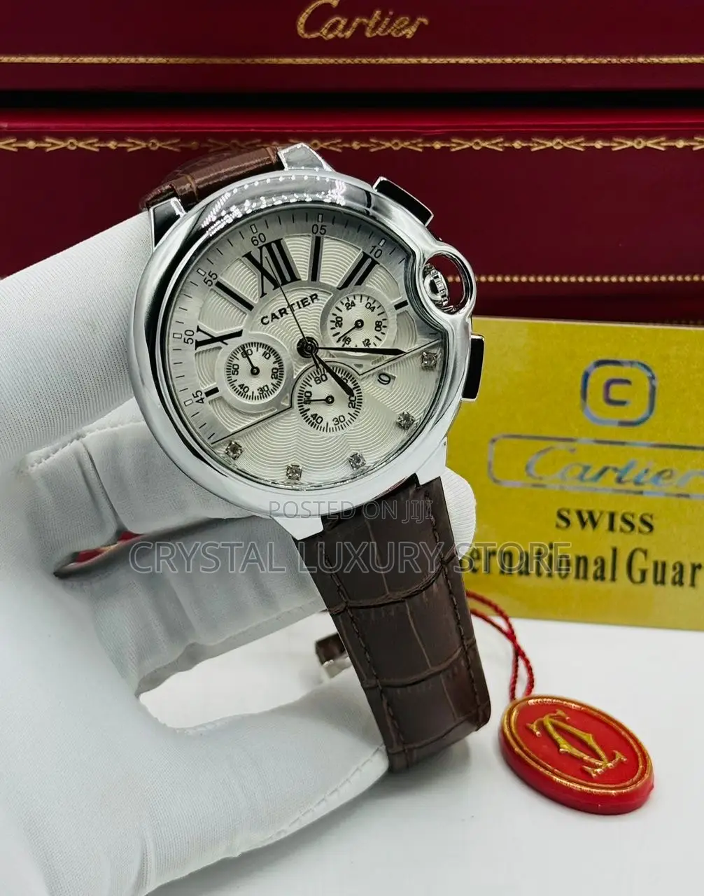 Cartier Quality Luxury Men Genuine Leather Wristwatch