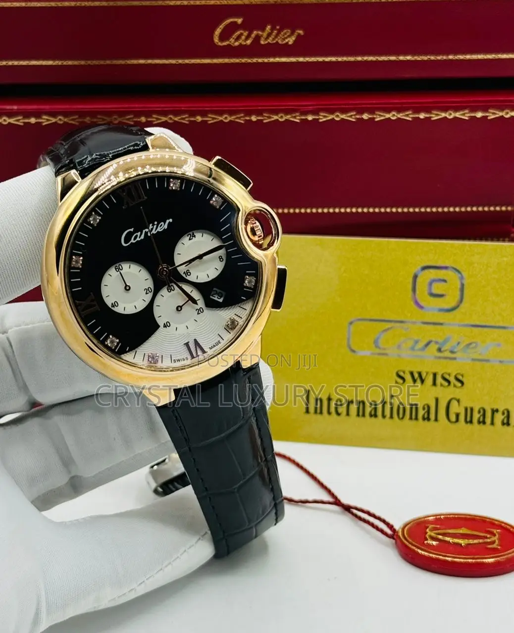 Cartier Quality Luxury Men Genuine Leather Wristwatch