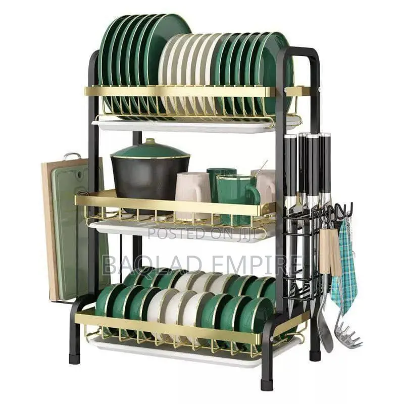 Gold and Black Multifunctional Dish Rack