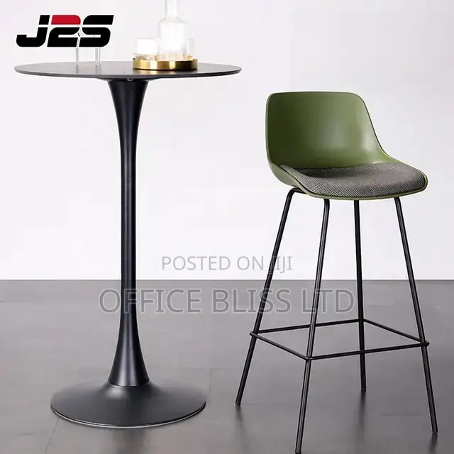 Strong Moulded Plastic Fabric Bar Stool With Metal Base