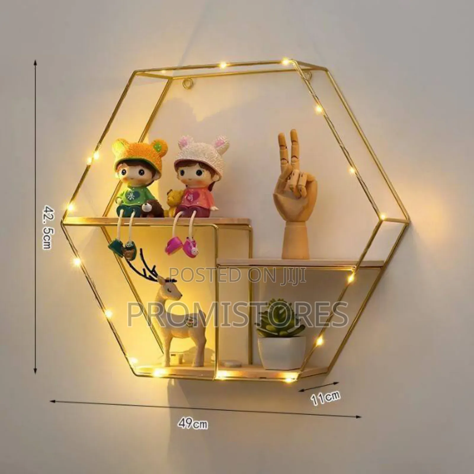 Wall Mounted Hexagon Metal Floating Shelves