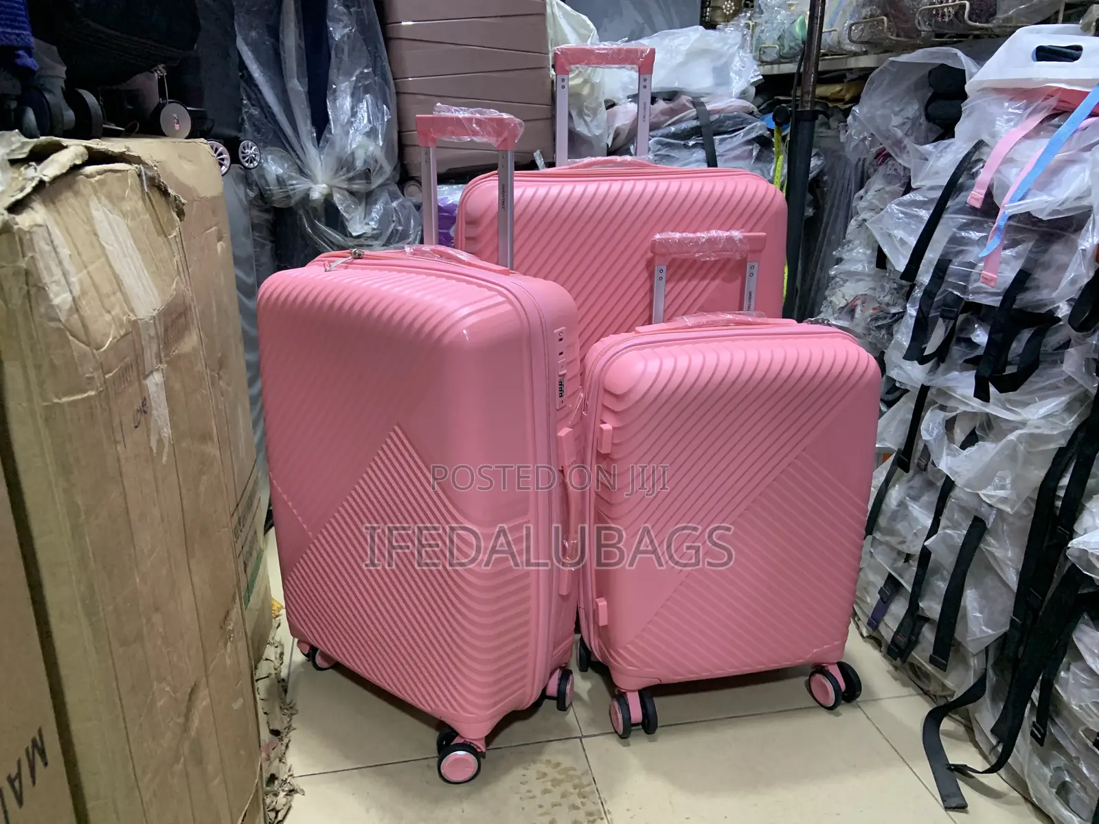 Set of Quality Pink Unbreakable Rubber Luggage