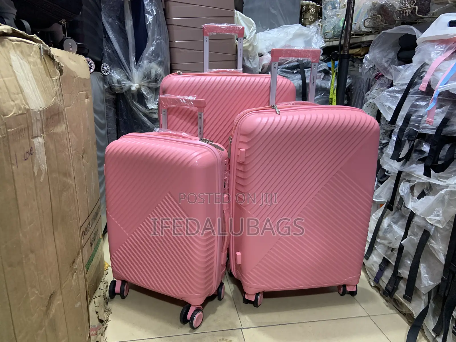 Set of Quality Pink Unbreakable Rubber Luggage