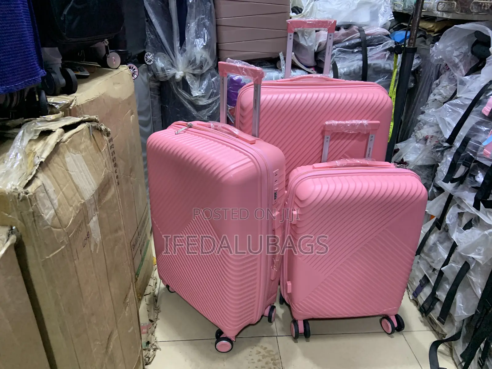 Set of Quality Pink Unbreakable Rubber Luggage