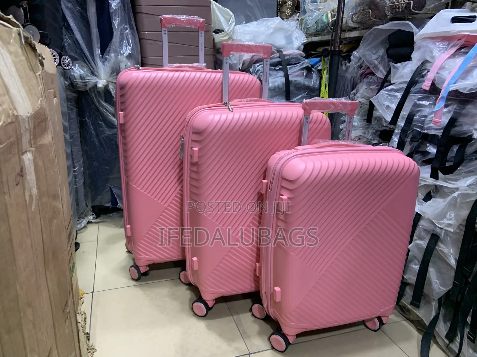 Set of Quality Pink Unbreakable Rubber Luggage