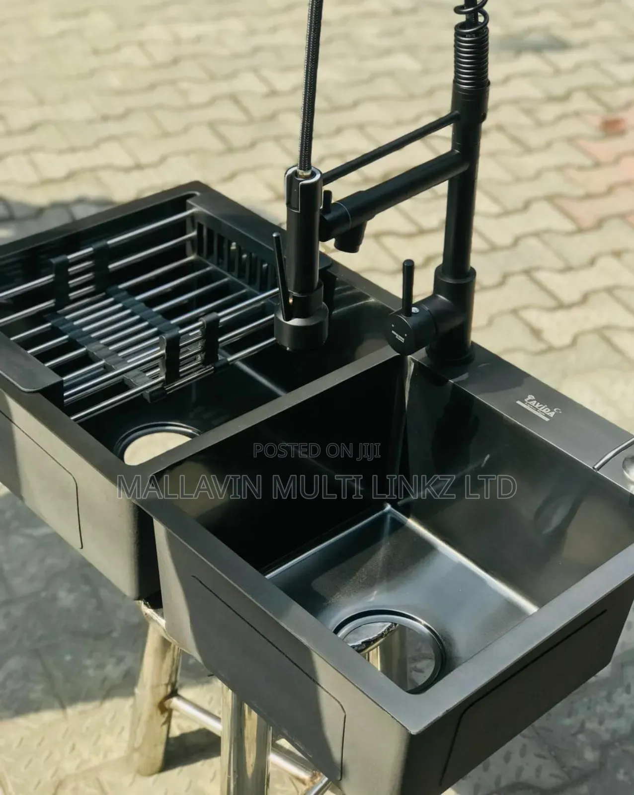 Black Kitchen Sink and Faucet Complete Set