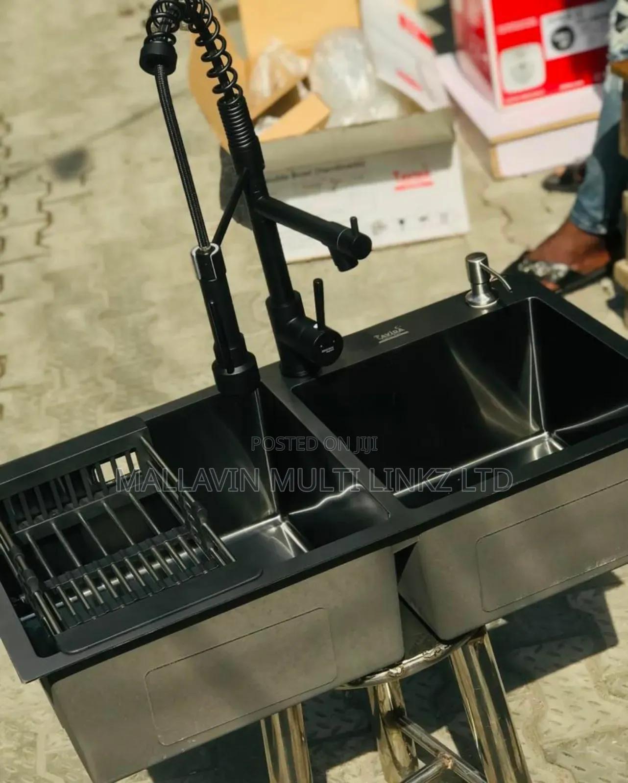 Black Kitchen Sink and Faucet Complete Set