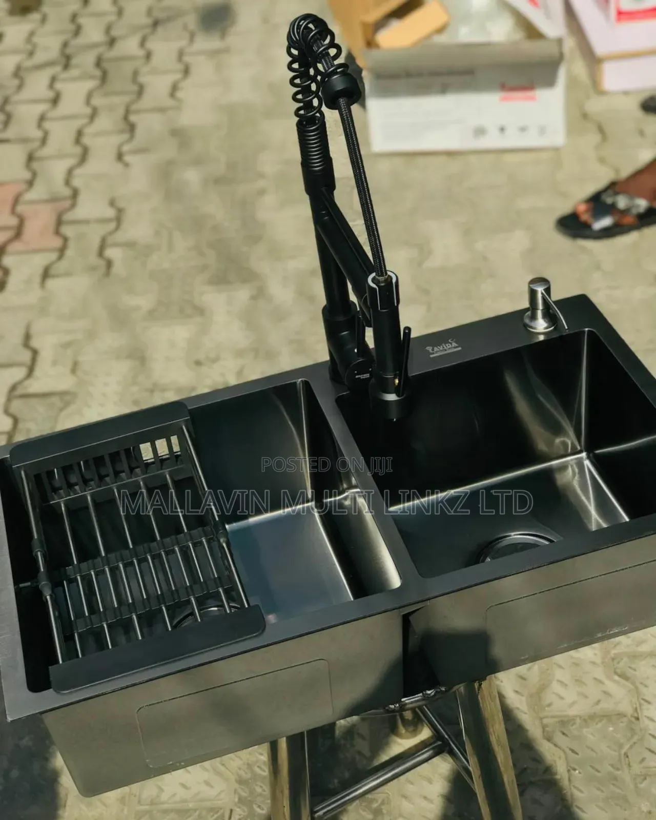 Black Kitchen Sink and Faucet Complete Set