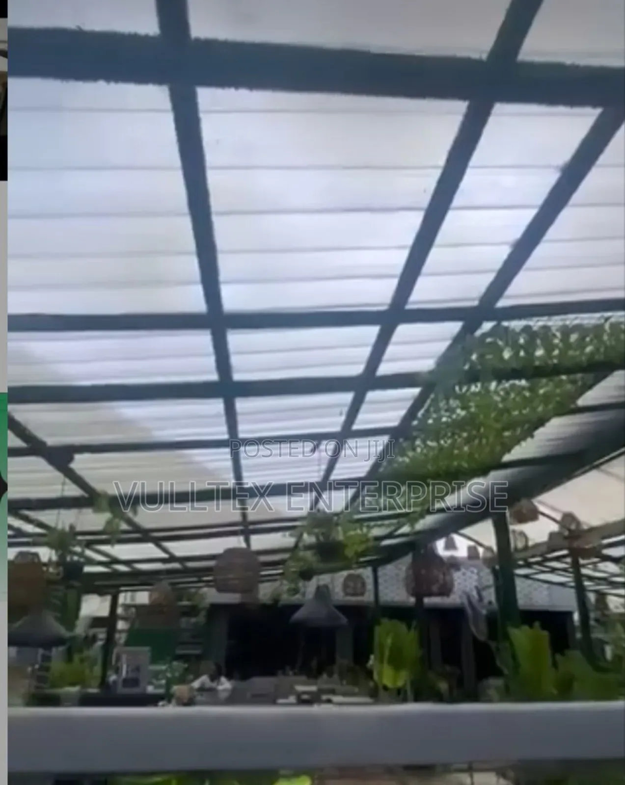 Garden Pergola With Fiber Glass Rooftop