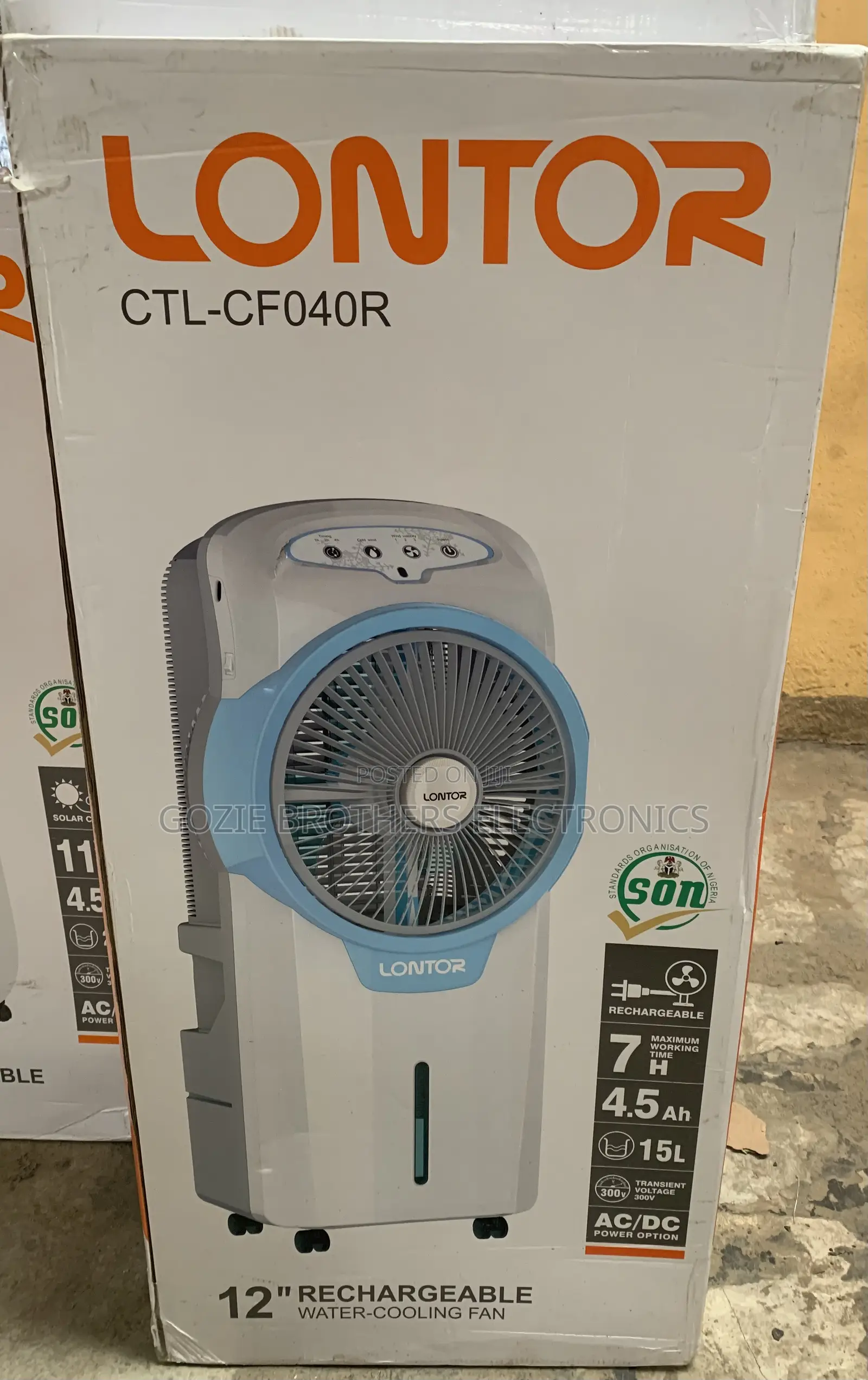 Lontor 12 Inches Rechargeable Cooling Water Fan With Remote