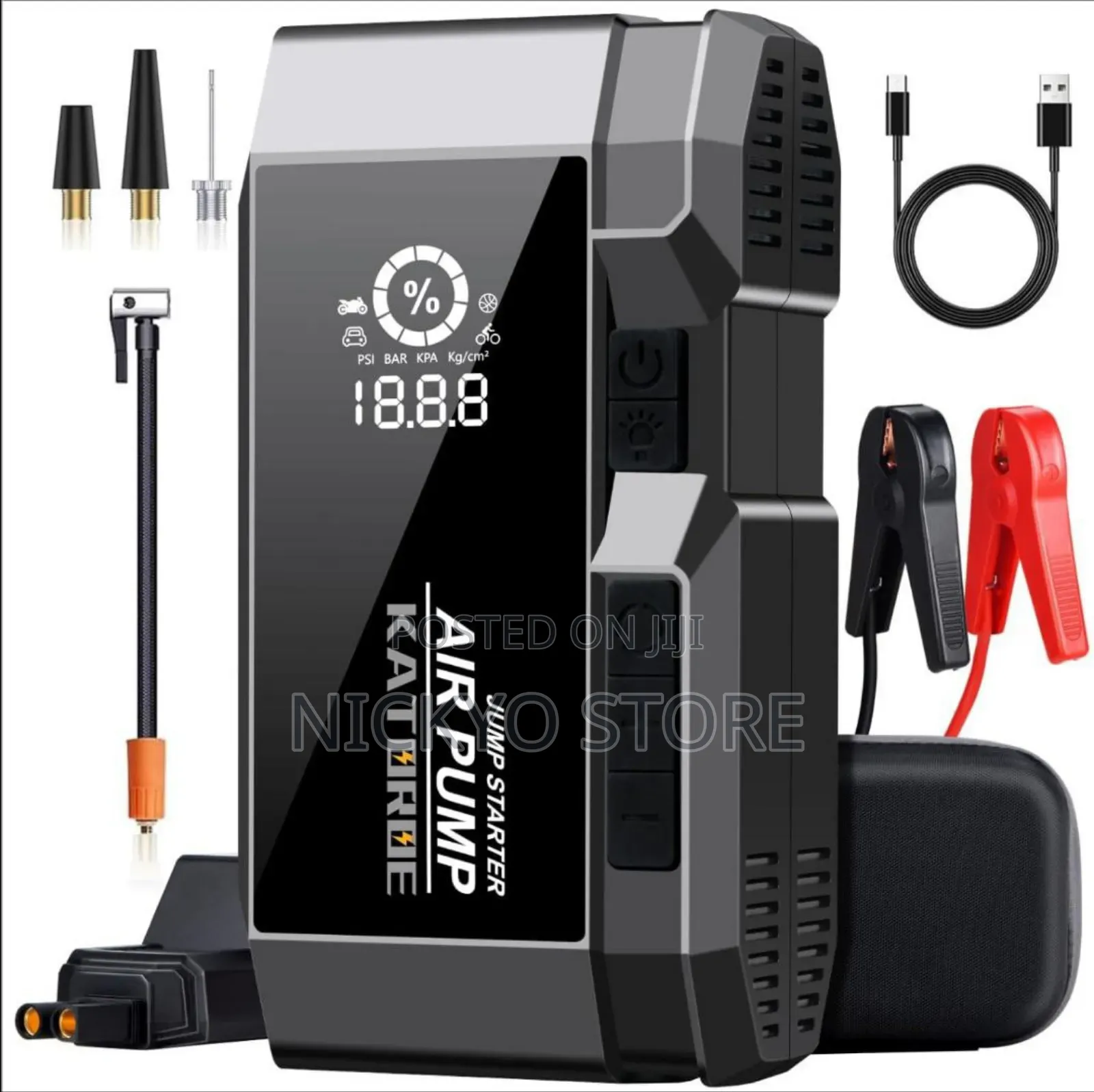 Portable Car Batteries Jump Starter and Air Inflator Pump.