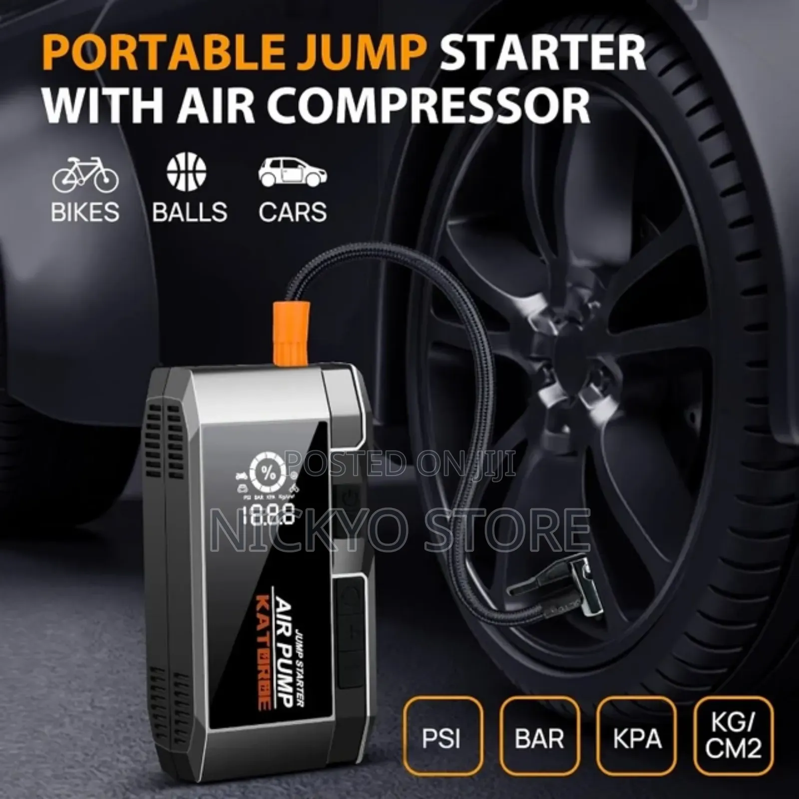 Portable Car Batteries Jump Starter and Air Inflator Pump.