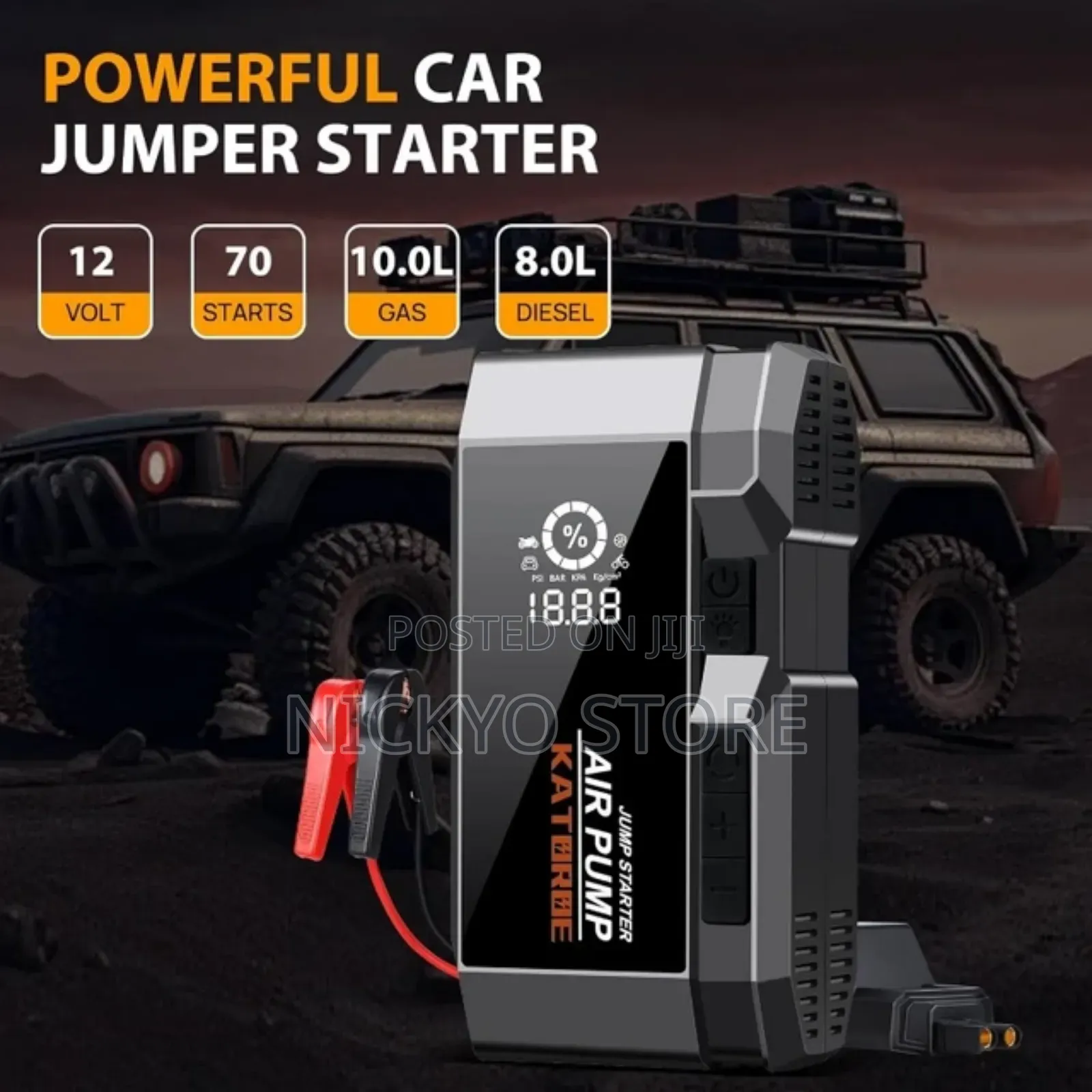 Portable Car Batteries Jump Starter and Air Inflator Pump.