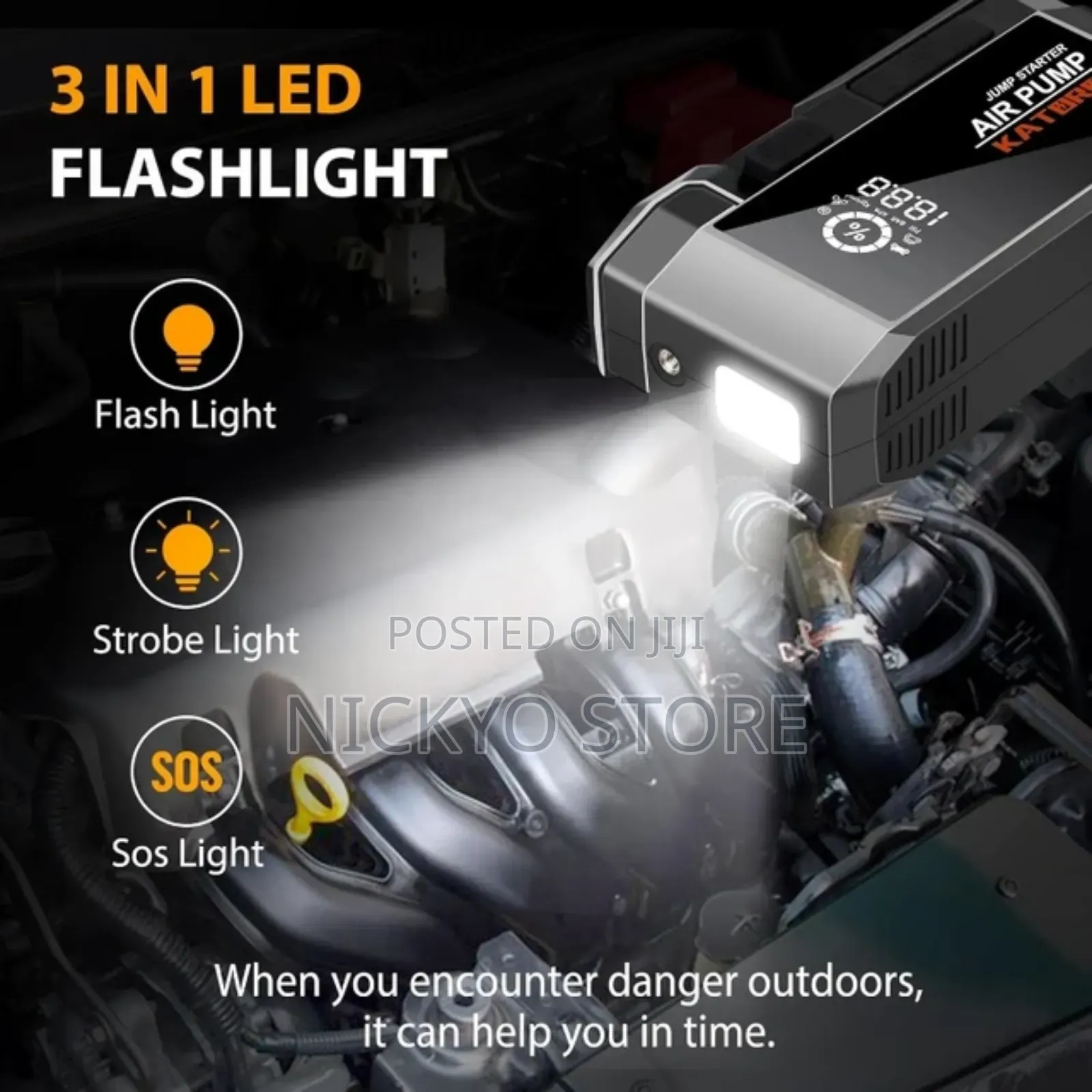 Portable Car Batteries Jump Starter and Air Inflator Pump.
