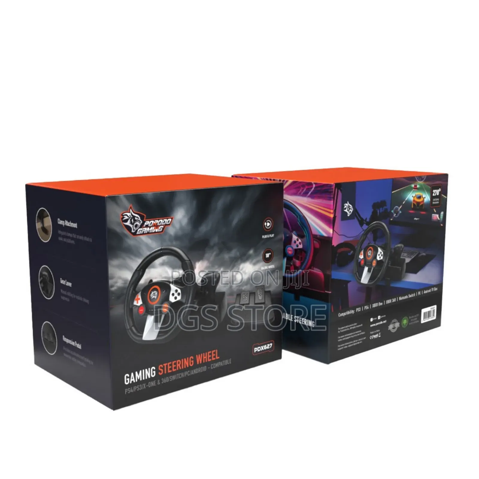 Porodo Gaming Steering Wheel Pdx627 for Ps4 , Ps5, Xbox Etc