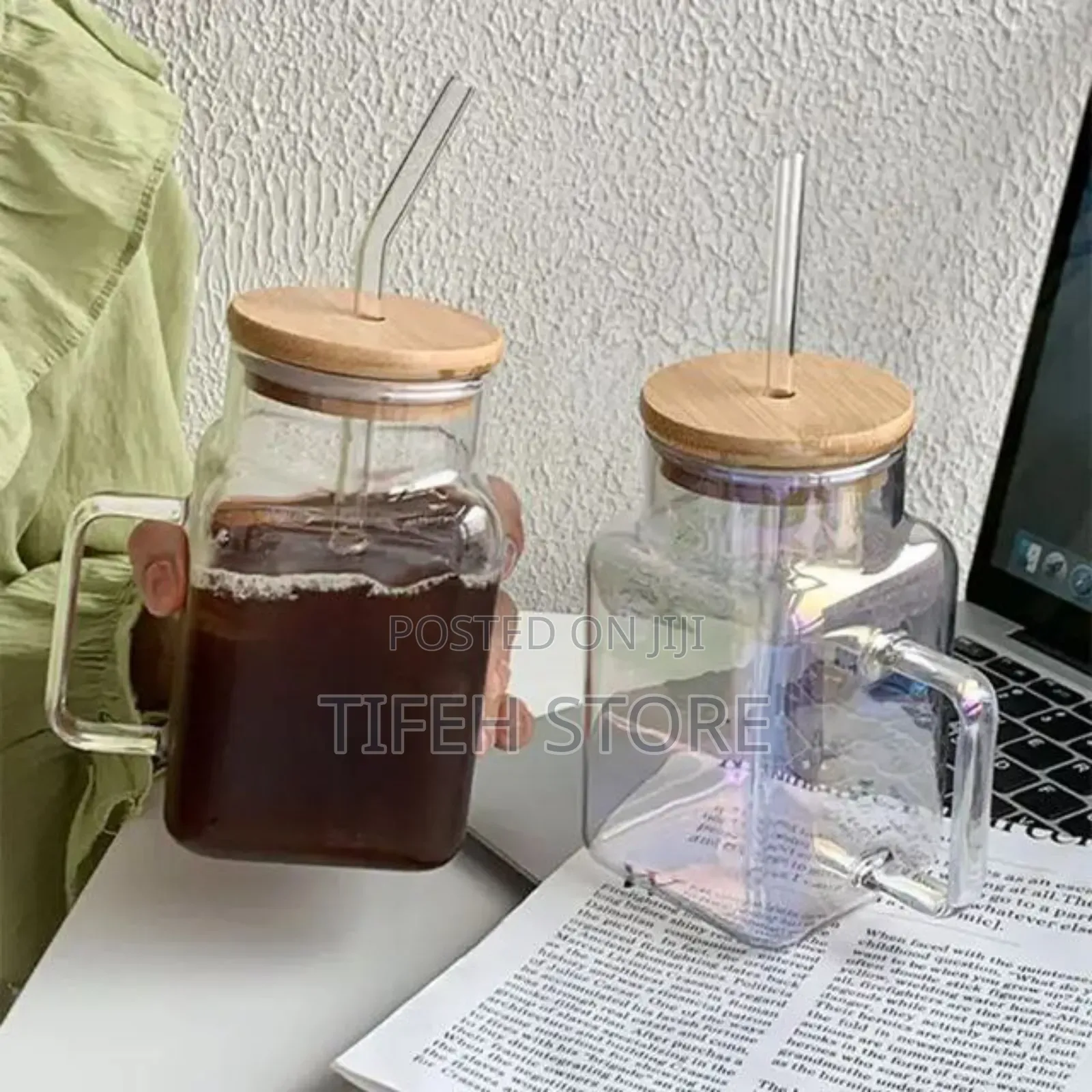 Glass Cup With Bamboo Lid