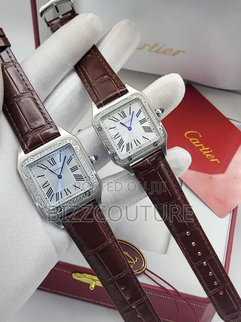 Original Cartier Red and Brown Leather Strap Watch in Store