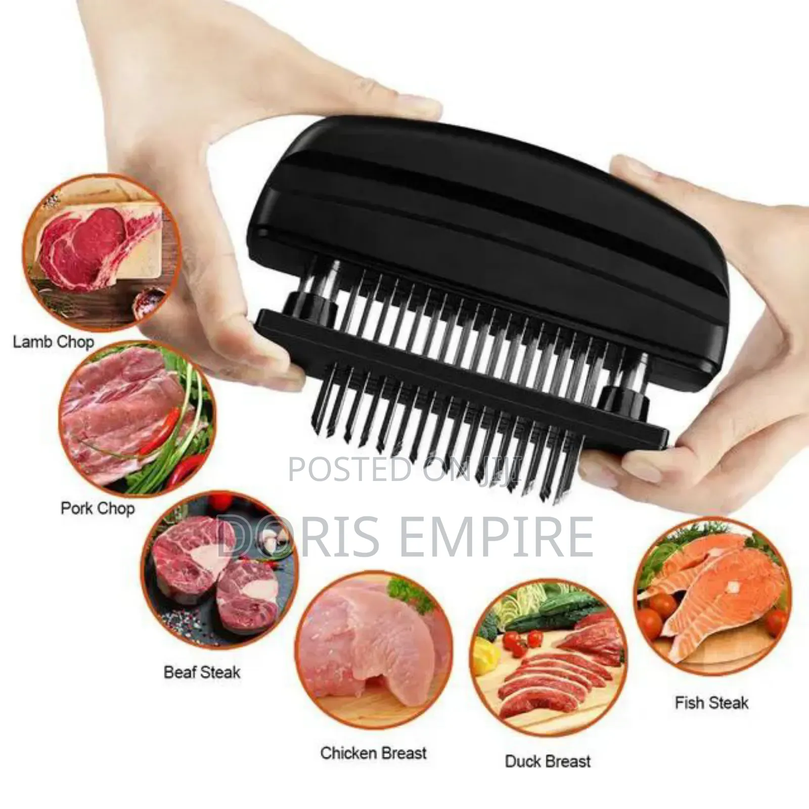 48-Blade Stainless Steel Manual Meat Tenderizer.