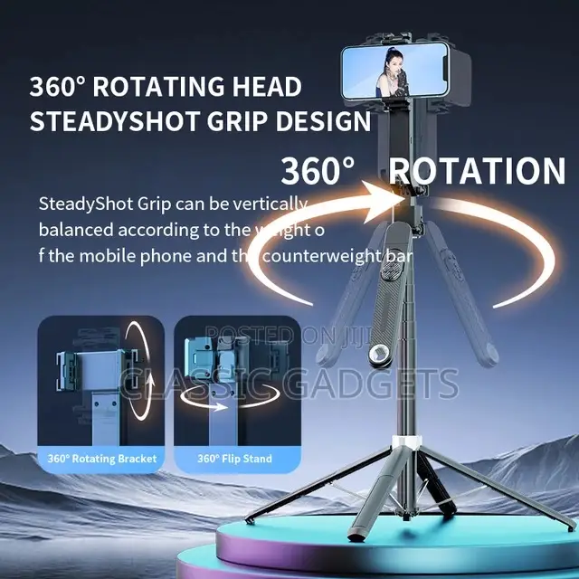 Q515TK Auto Tracking 360 Rotation Tripod for Video Vlog Live