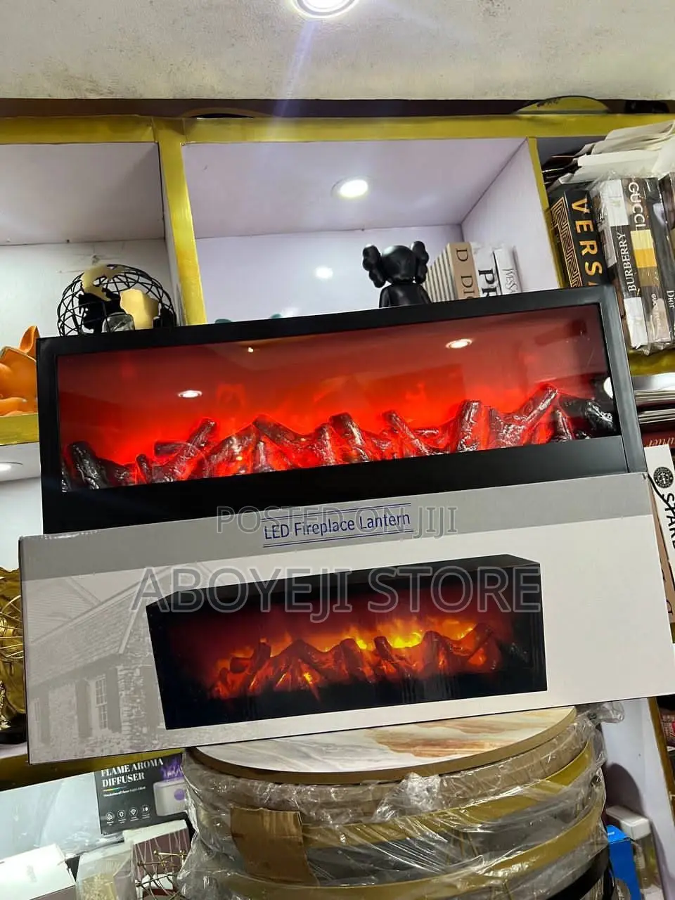 Fireplace With Built-in Electric Flame With Log Set, Heatles