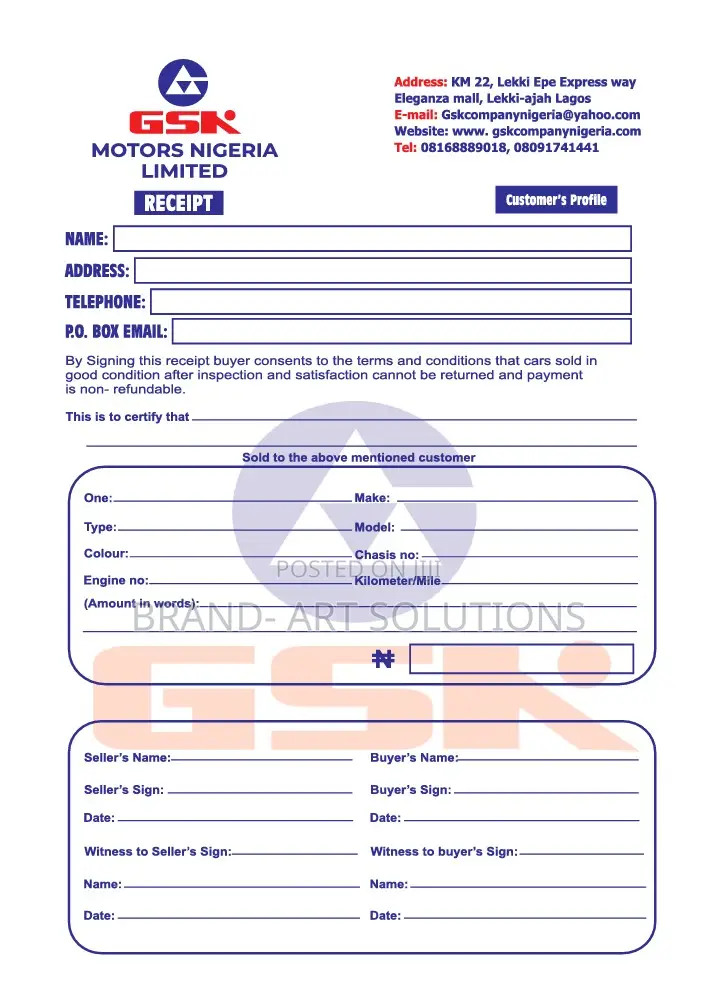 Sales Receipt, P, Authority to Sell, Change of Ownership