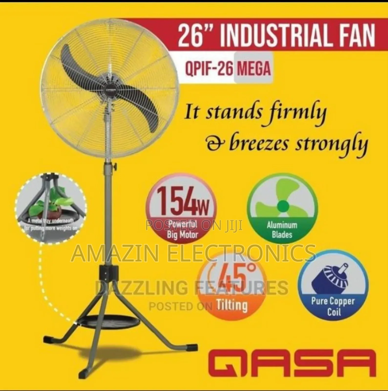 Qasa 26 Inches Industrial Fan