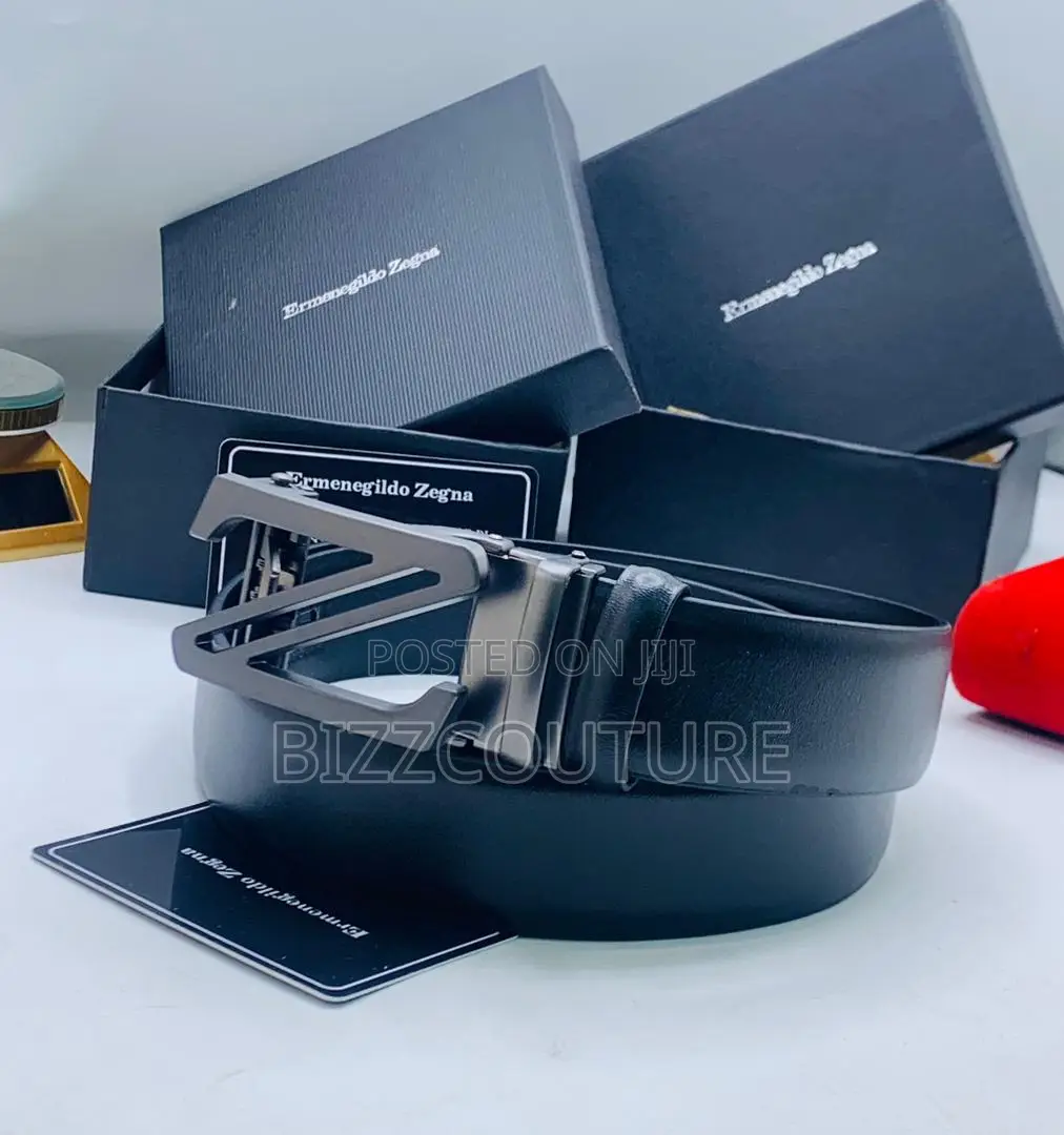 Original Ermenegildo Zegna Black Leather Belt Is Available