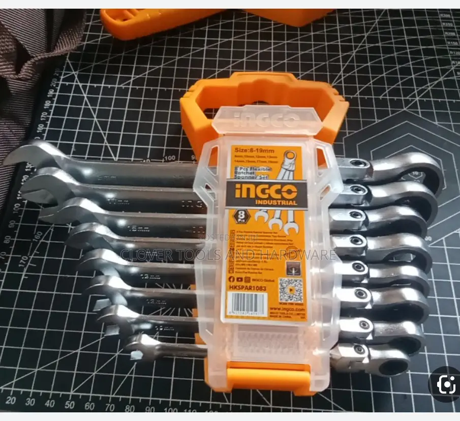Ingco 8pcs Flexible Ratchet Spanner / Ratcheting Wrench Set