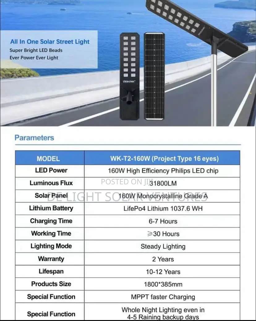 160 Watts Wakatek Solar Street Light Available