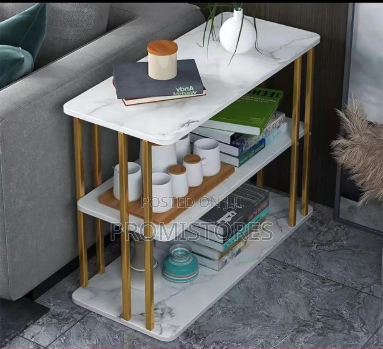 3 Shelves Bed Side Table With Steel Frame