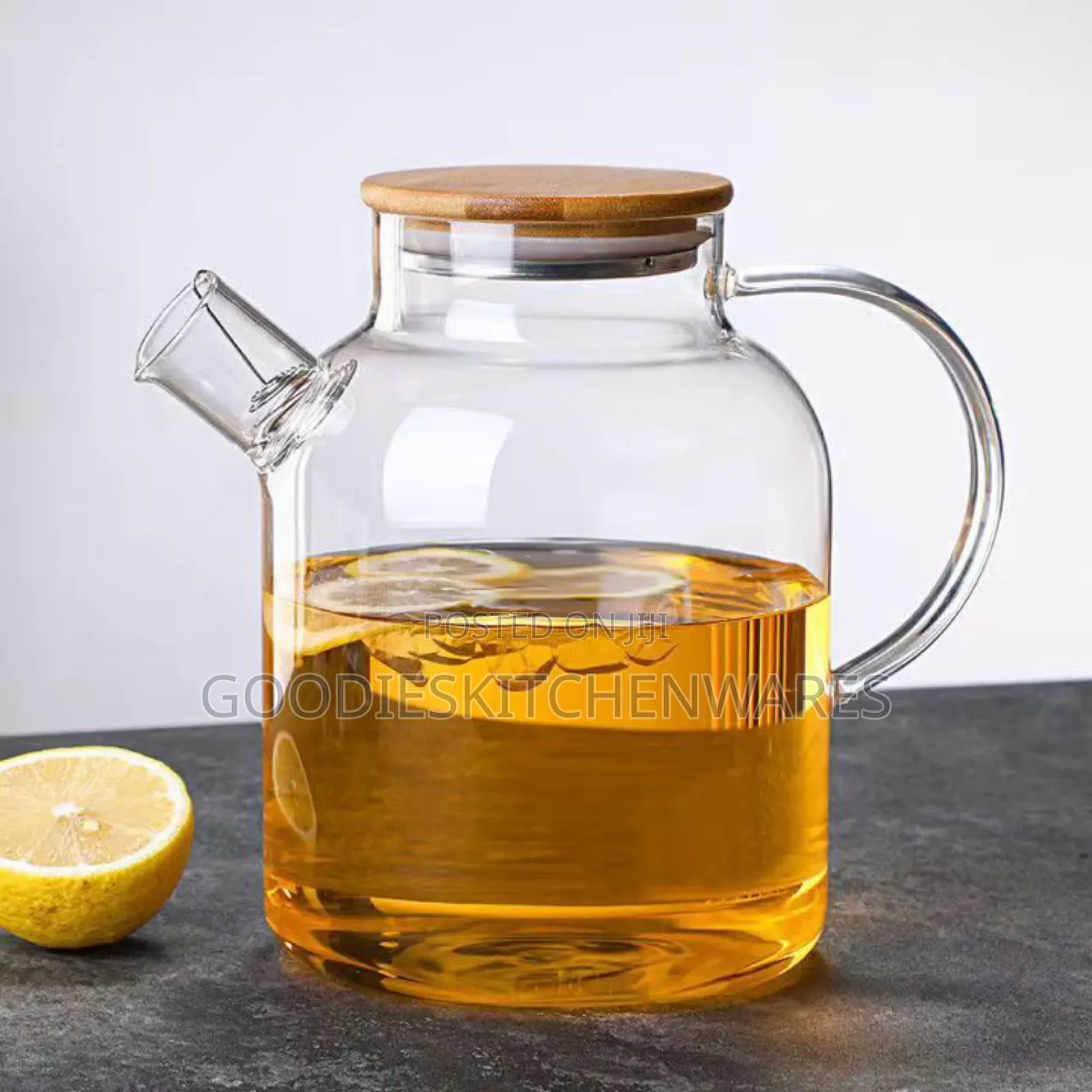 Tea Cup Transparent With 6 Cups and Wooden Cup Stand