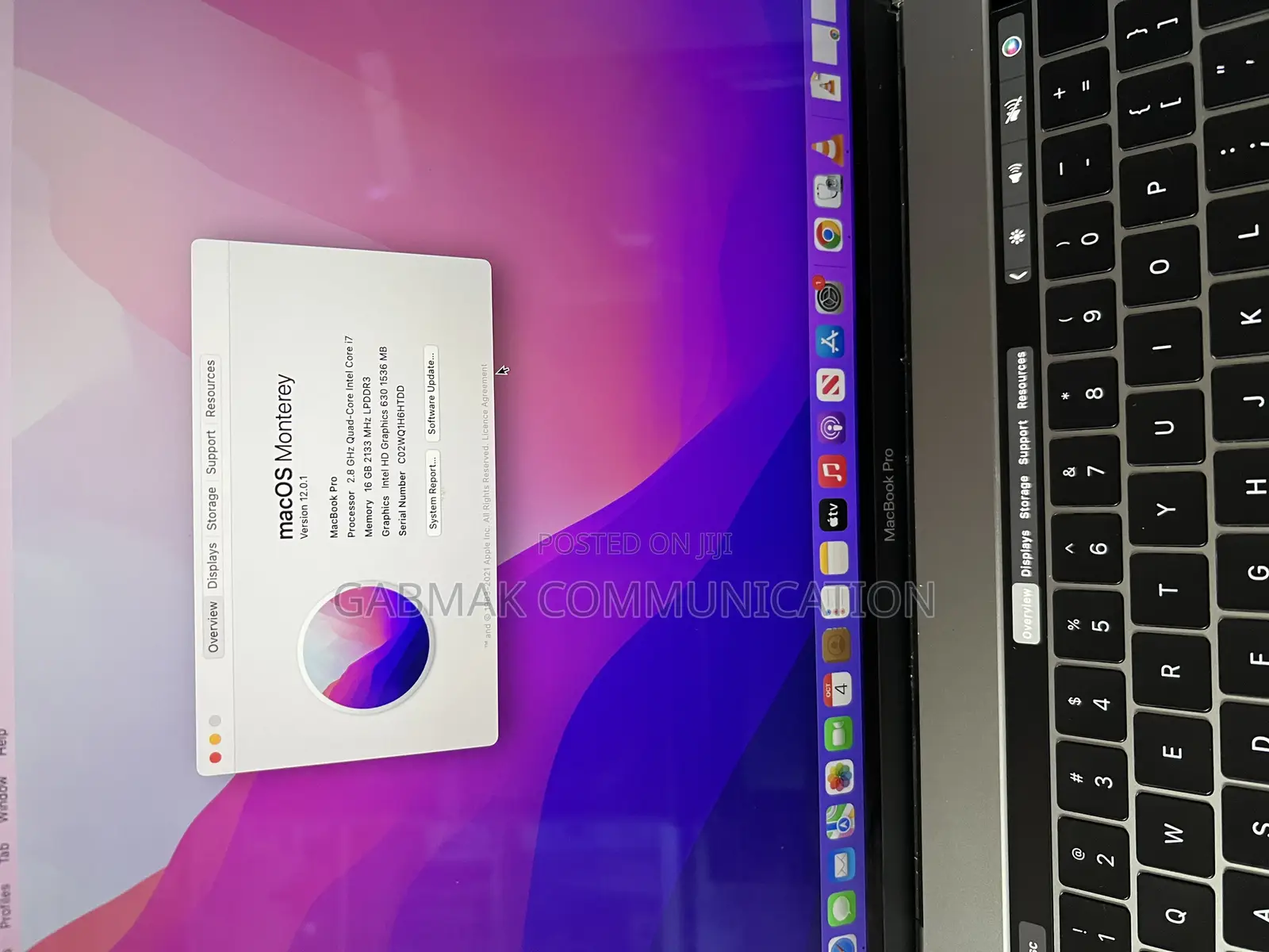 Laptop Apple MacBook Pro 2017 16GB Intel Core I7 SSD 512GB