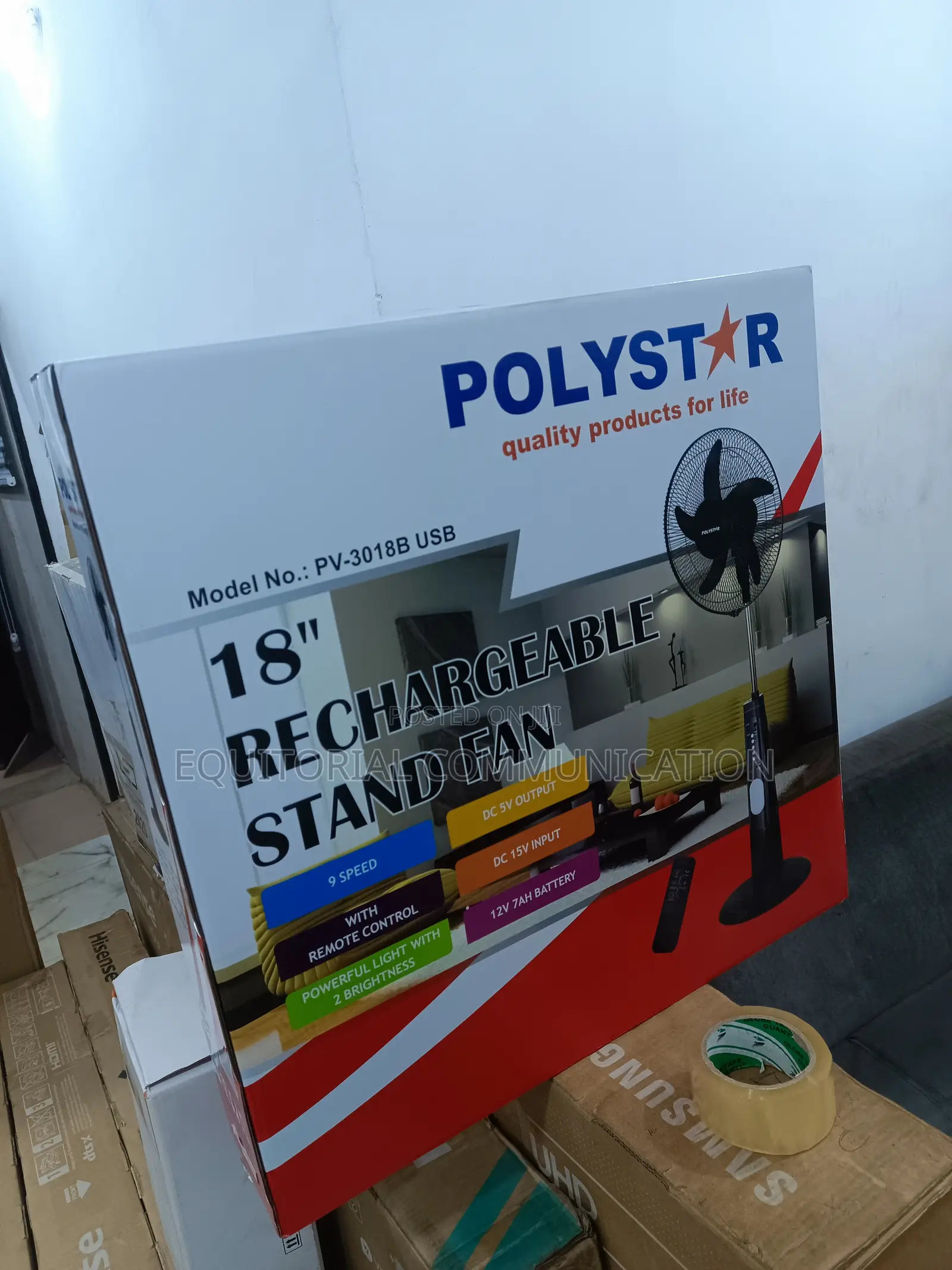 Polystar Classic 18" Rechargable Stand Fan Pv-3018b