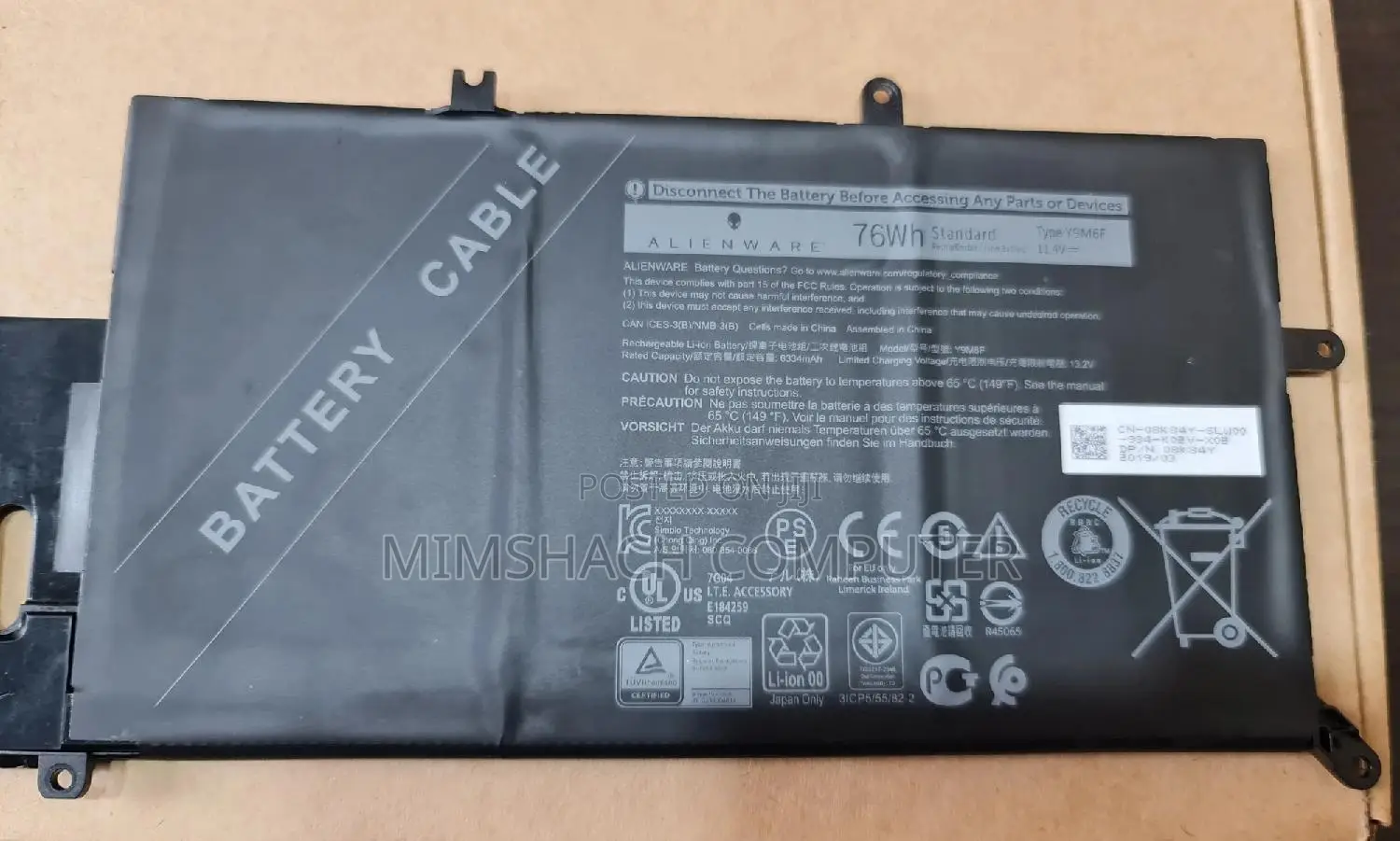 Dell Alienware M15 M17 R2 P87F Alw15m-D4736w Battery(Y9M6F)