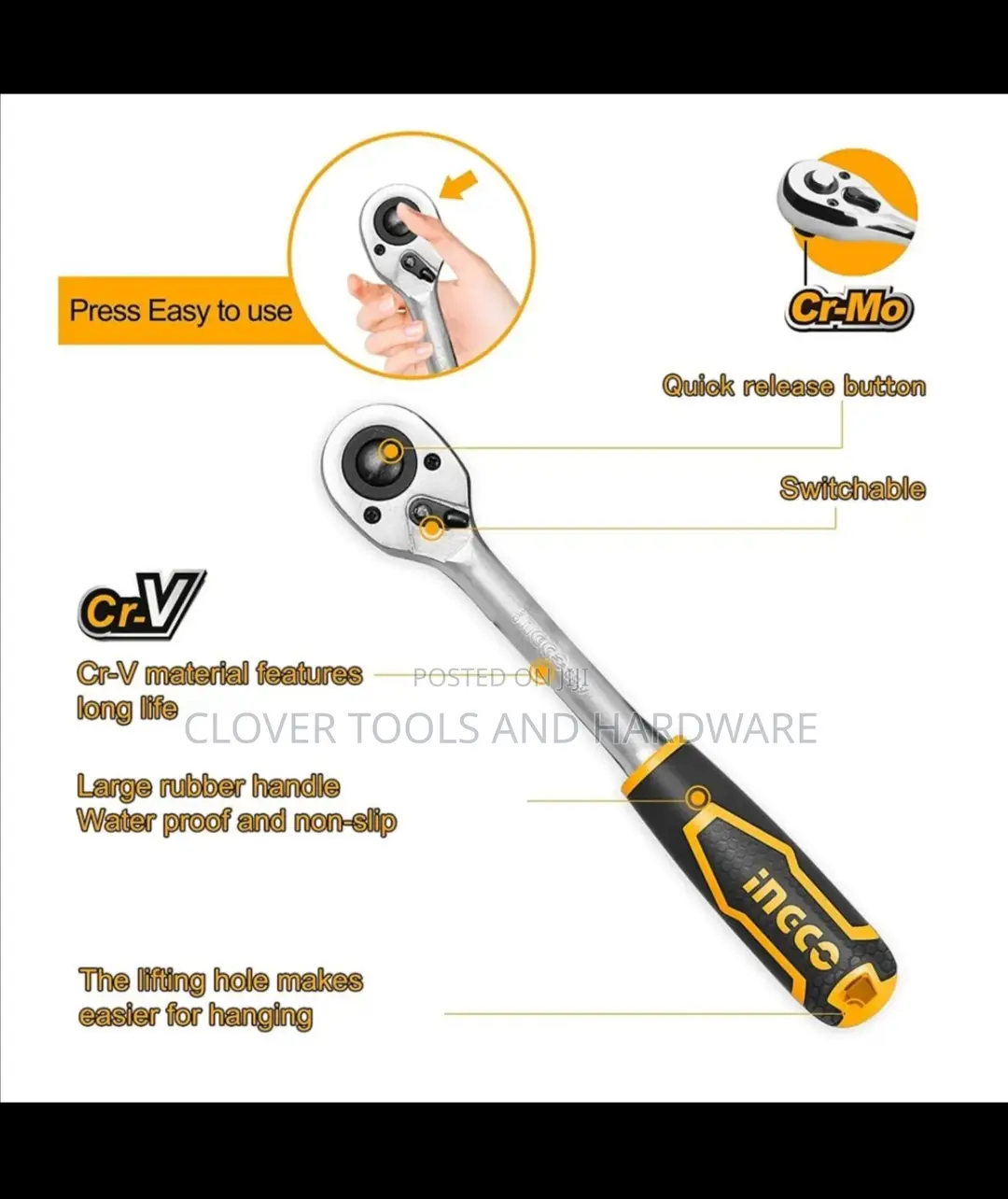 INGCO Ratchet Wrench 1/2"