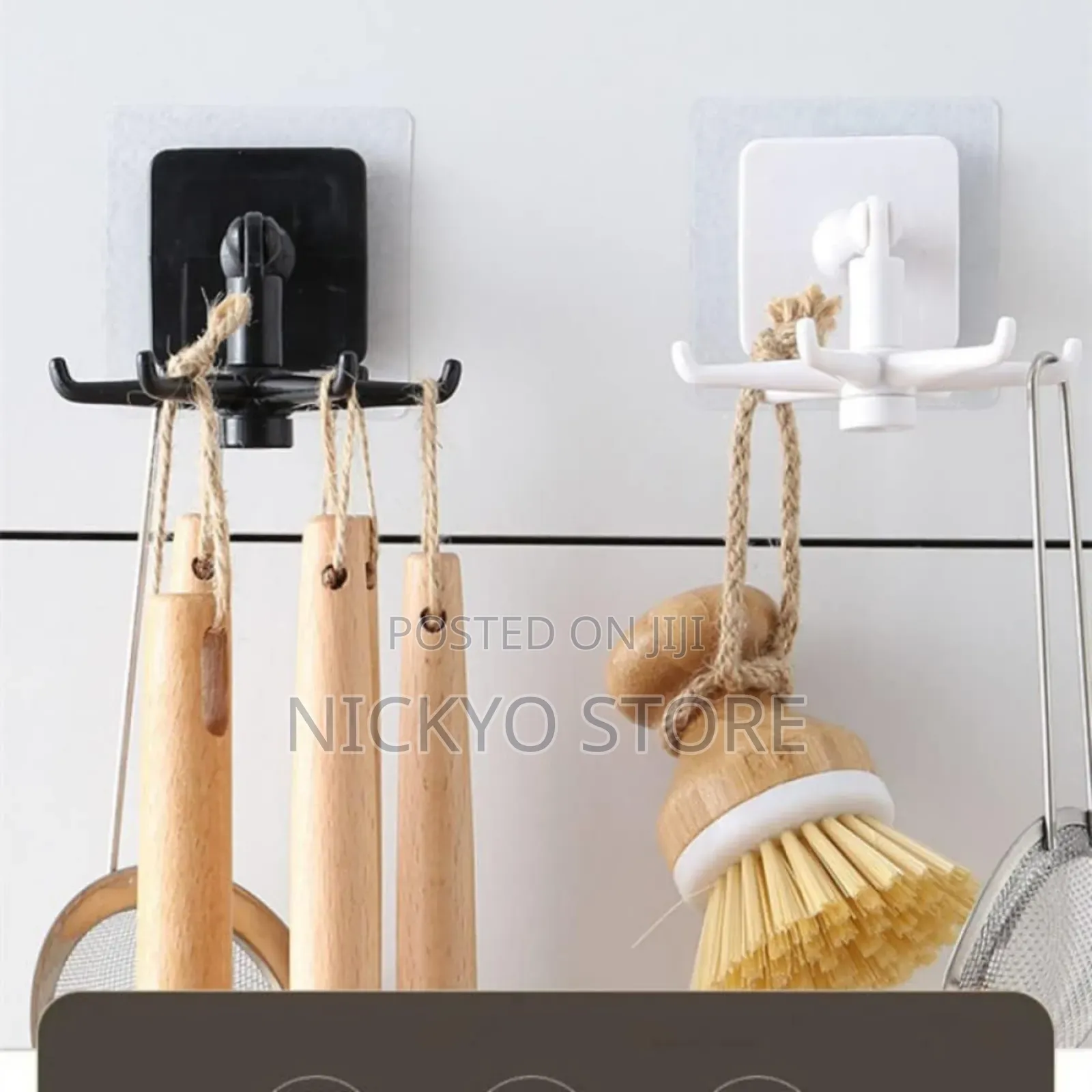 Kitchen 6 Hooks 360° Rotating Folding Rack for Organizer