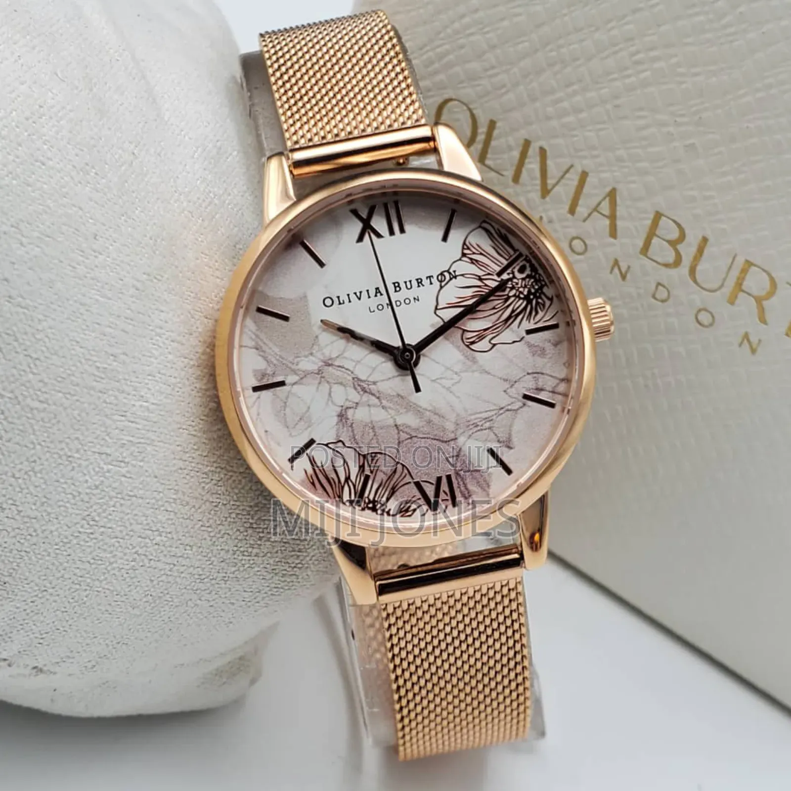 Olivia Burton Womens Rose Gold Mesh Bracelet Watch