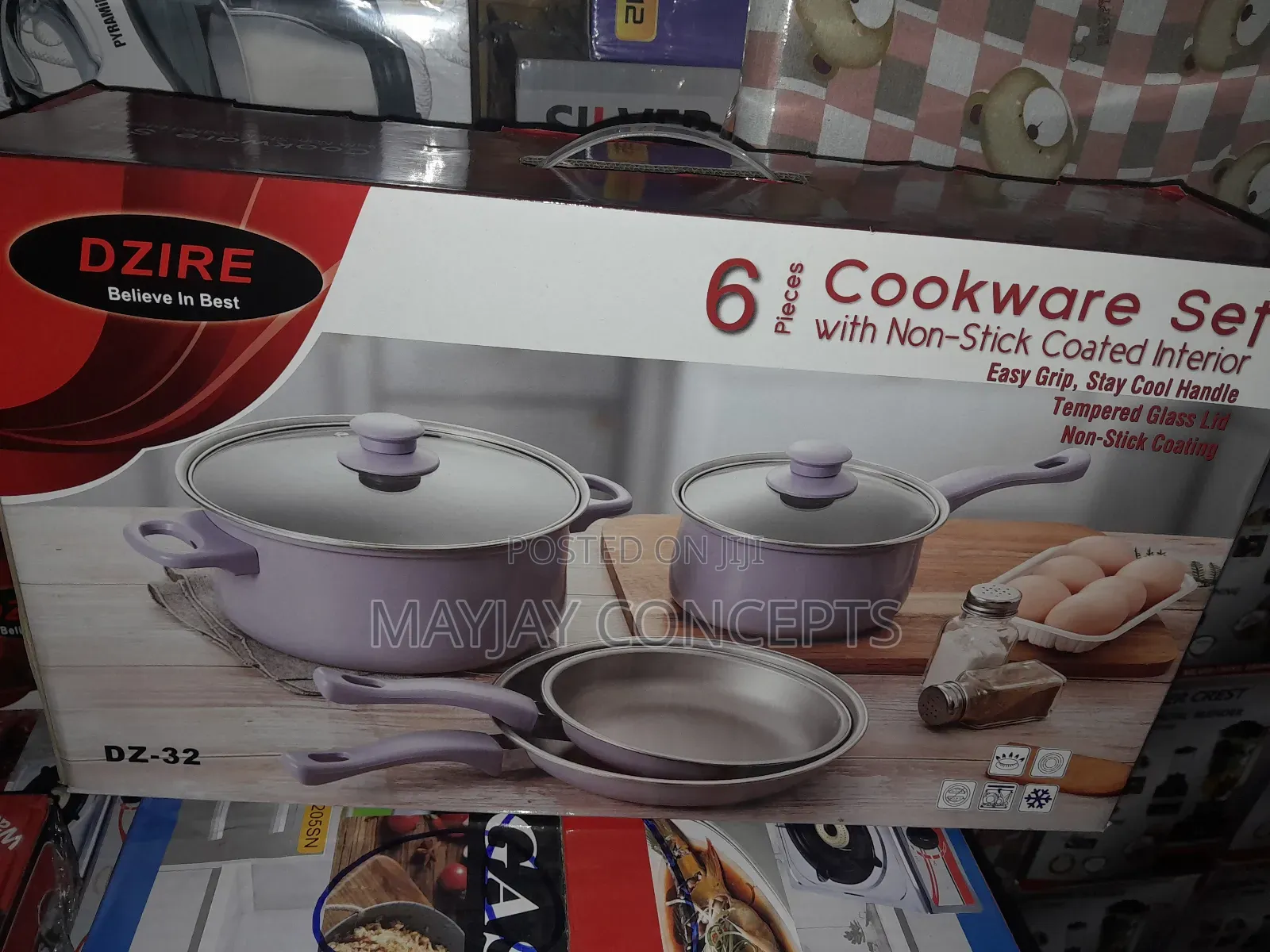 6pcs Dzire Non-Stick Coated Pot Frying Pans-2 Pots and 2pans
