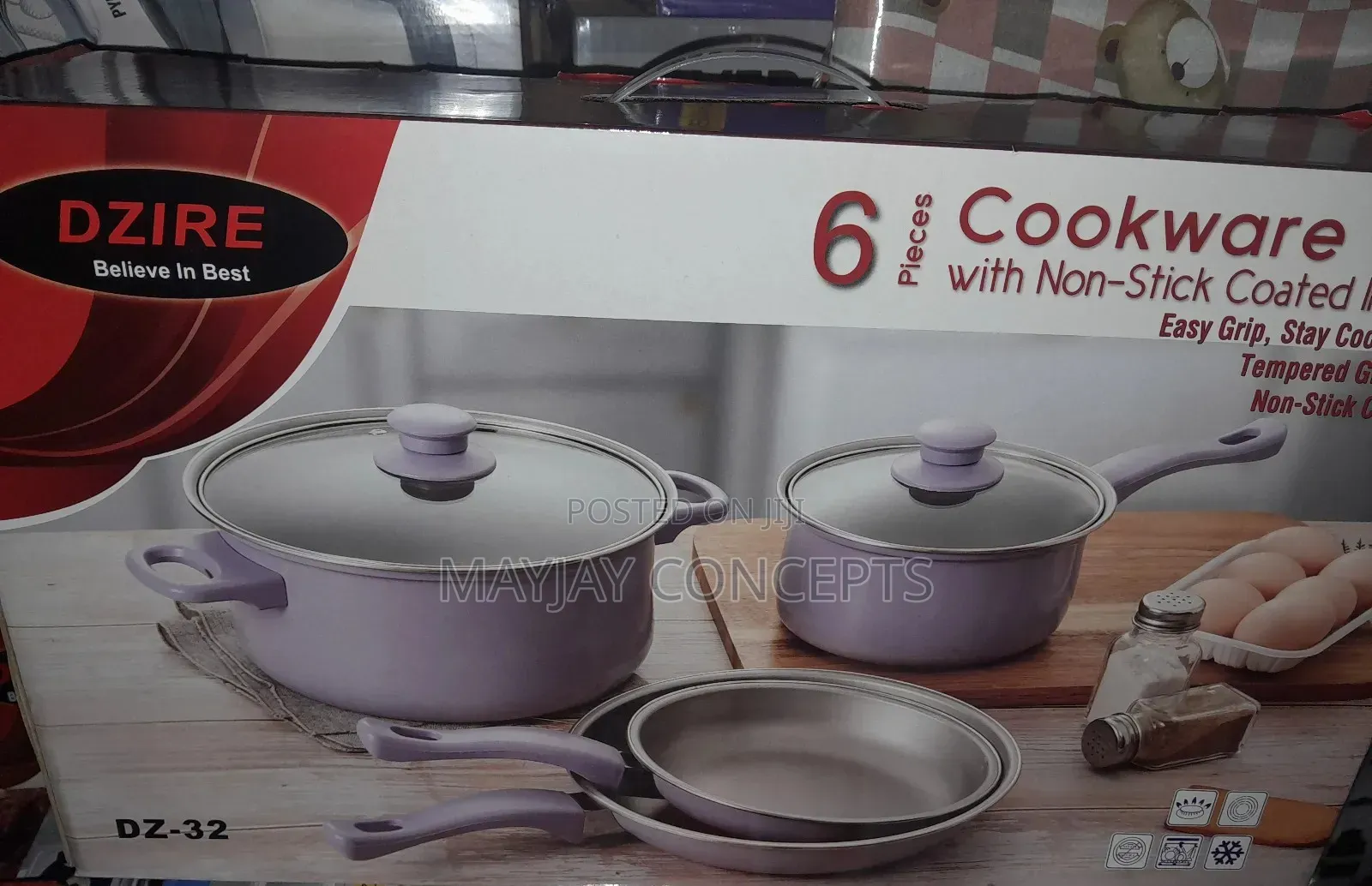 6pcs Dzire Non-Stick Coated Pot Frying Pans-2 Pots and 2pans