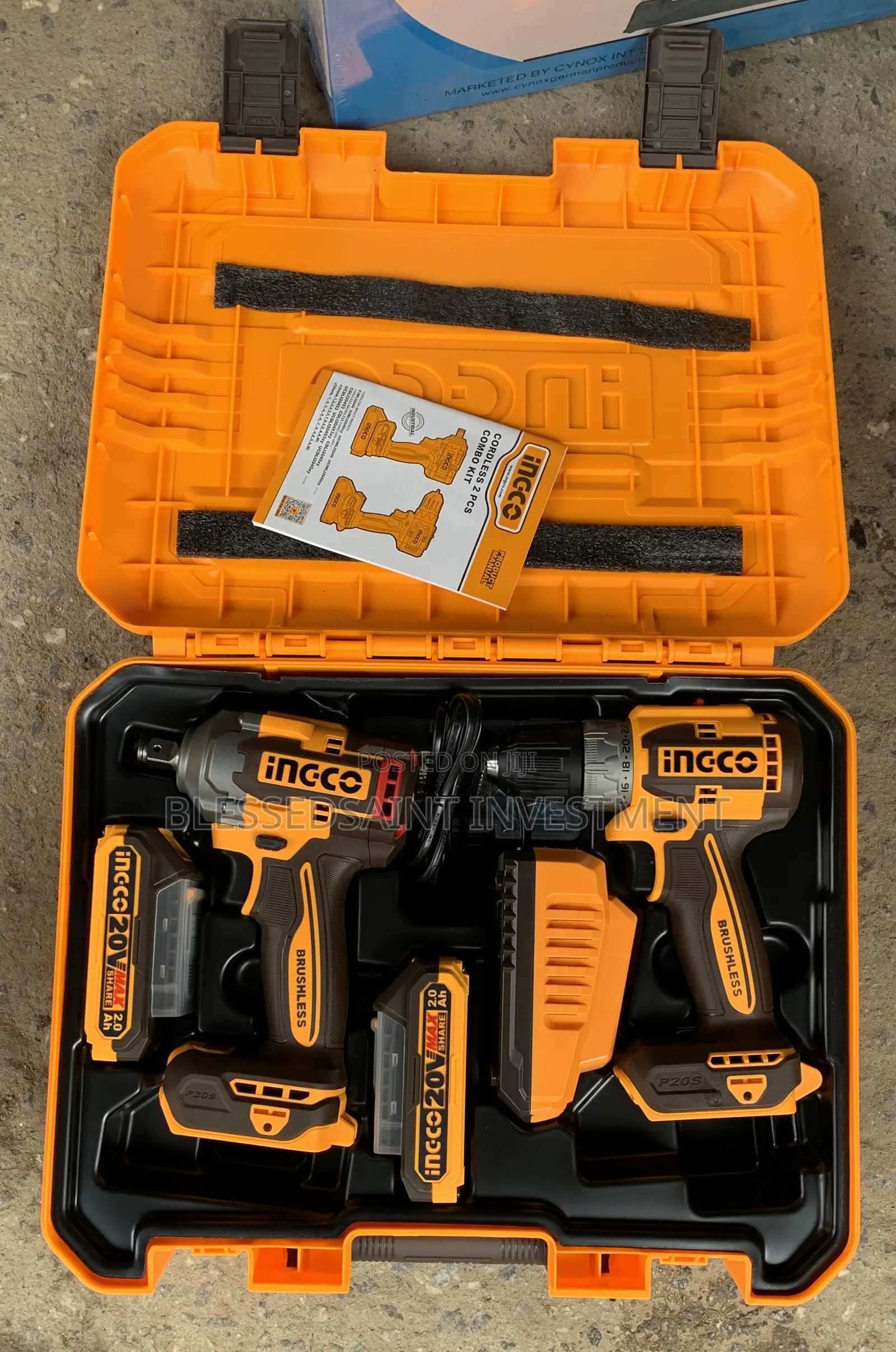 Ingco Cordless 2 PCS Combo Kit 20v Impact Wrench Drill