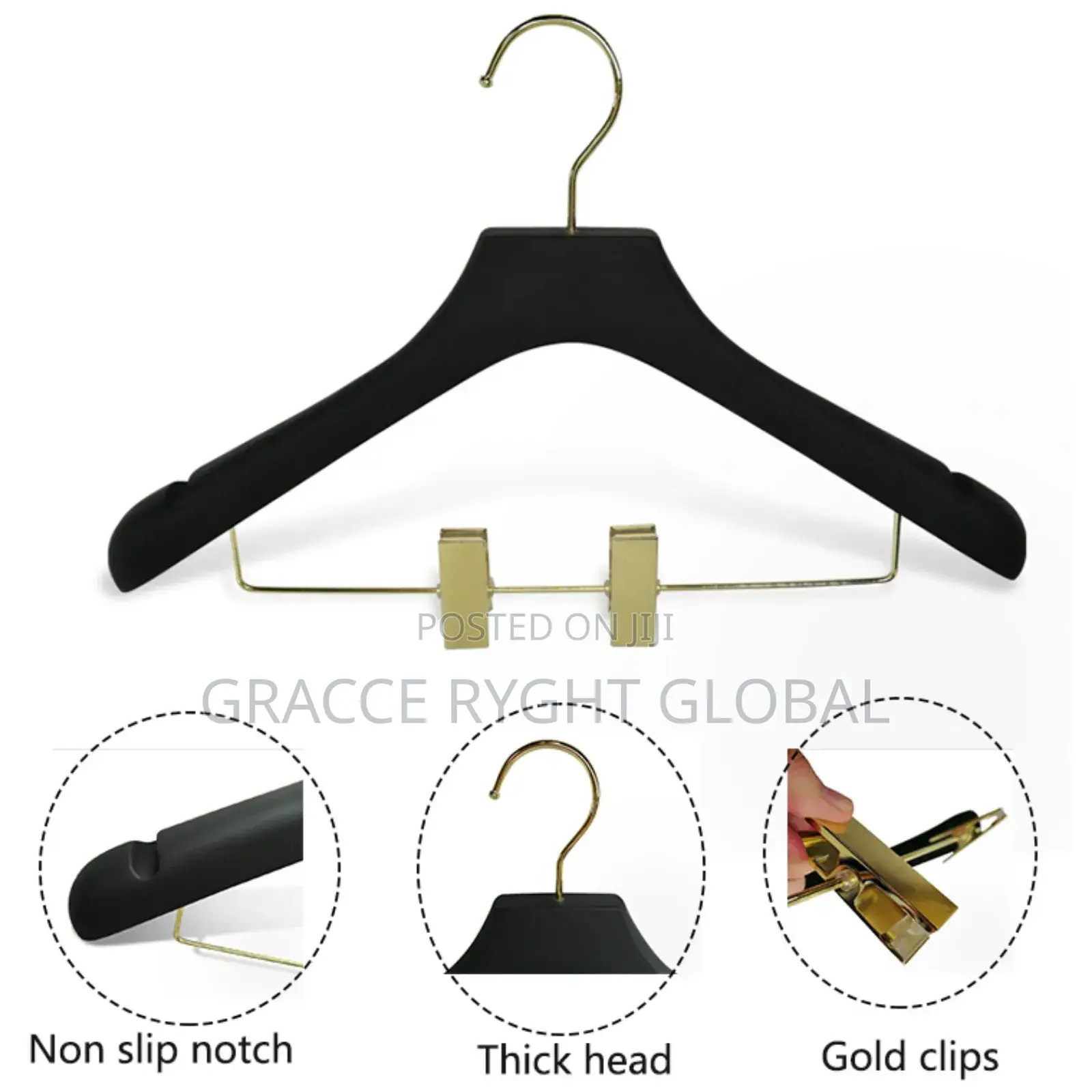 Wooden Hanger With Gold Clip