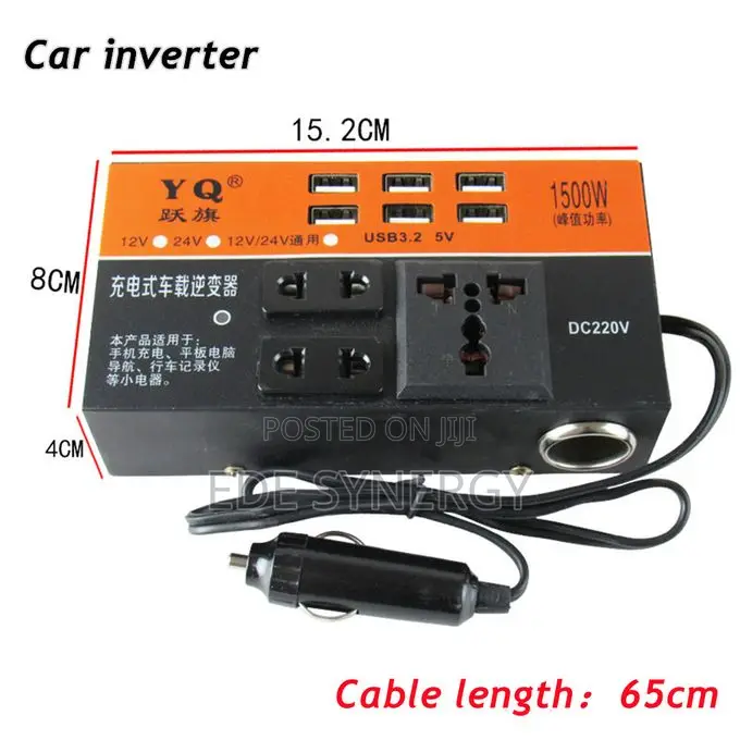 Car Vehicle Power Inverter 1500W Peak DC 12V 24V to DC 220V
