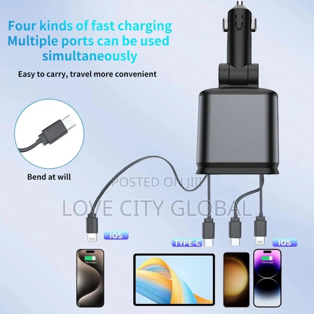 Car Roof Starlight 4 in 1 3ft 66w Fast Car Charger Adapter