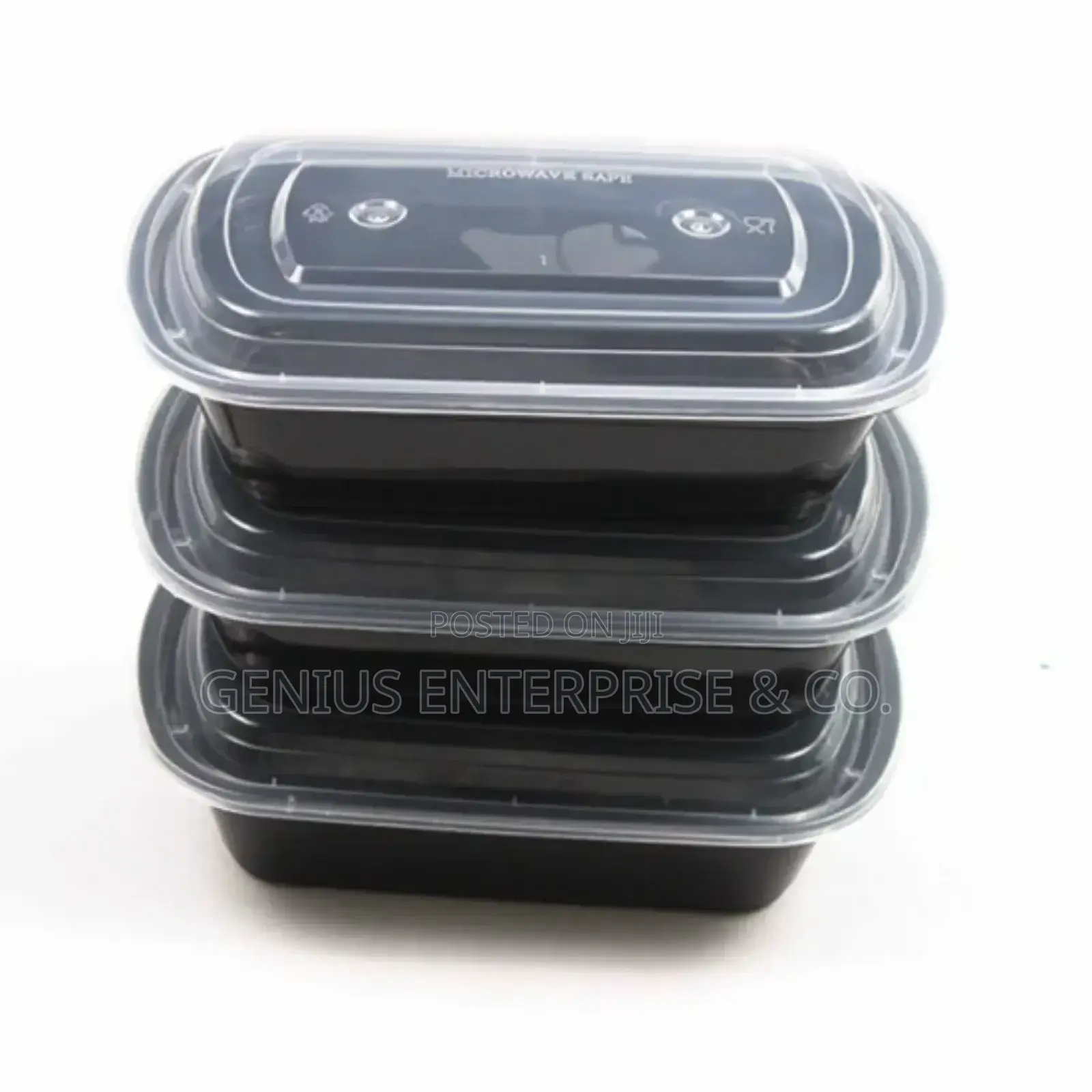 Flat Square Plastic Takeaway Plate With Cover 1000ml (50pcs)