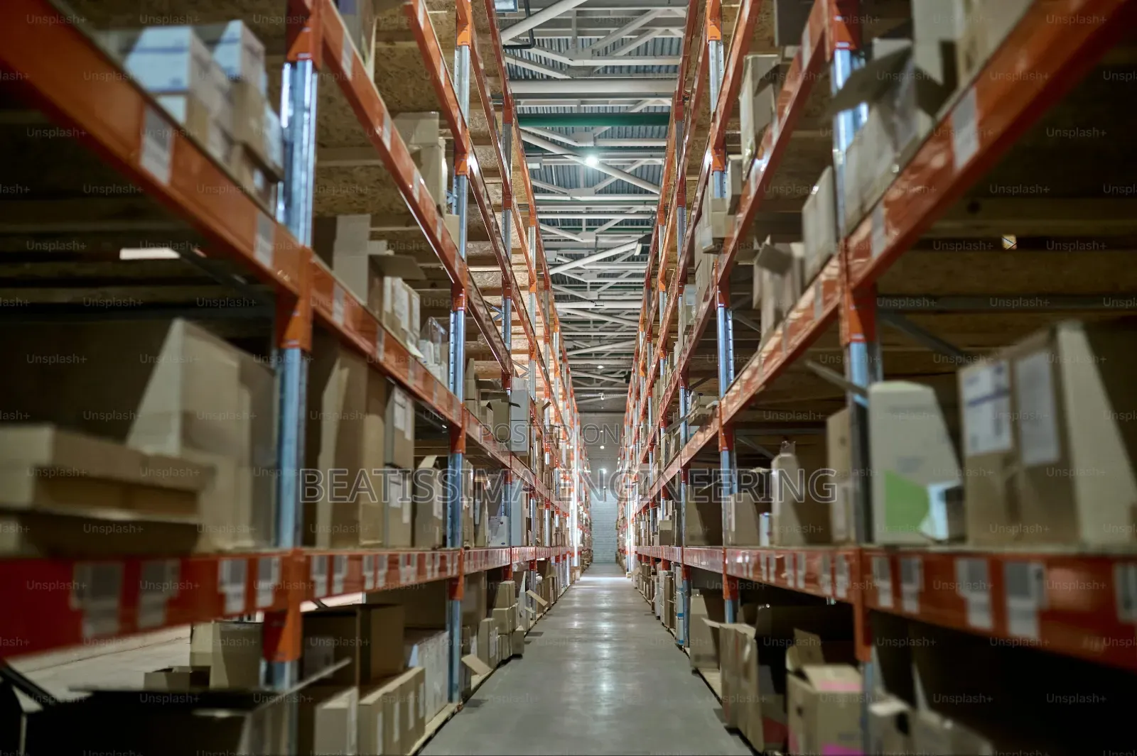 Warehouse Storage Rack With Conveyor and Stairs