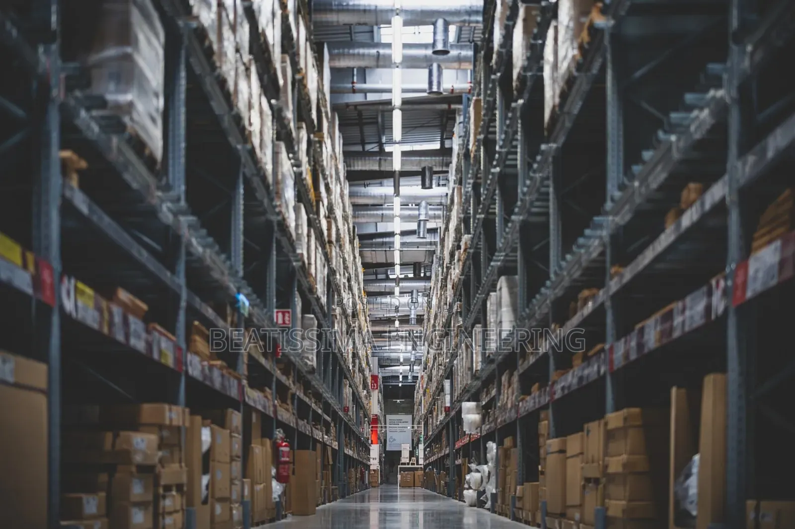 Warehouse Storage Rack With Conveyor and Stairs